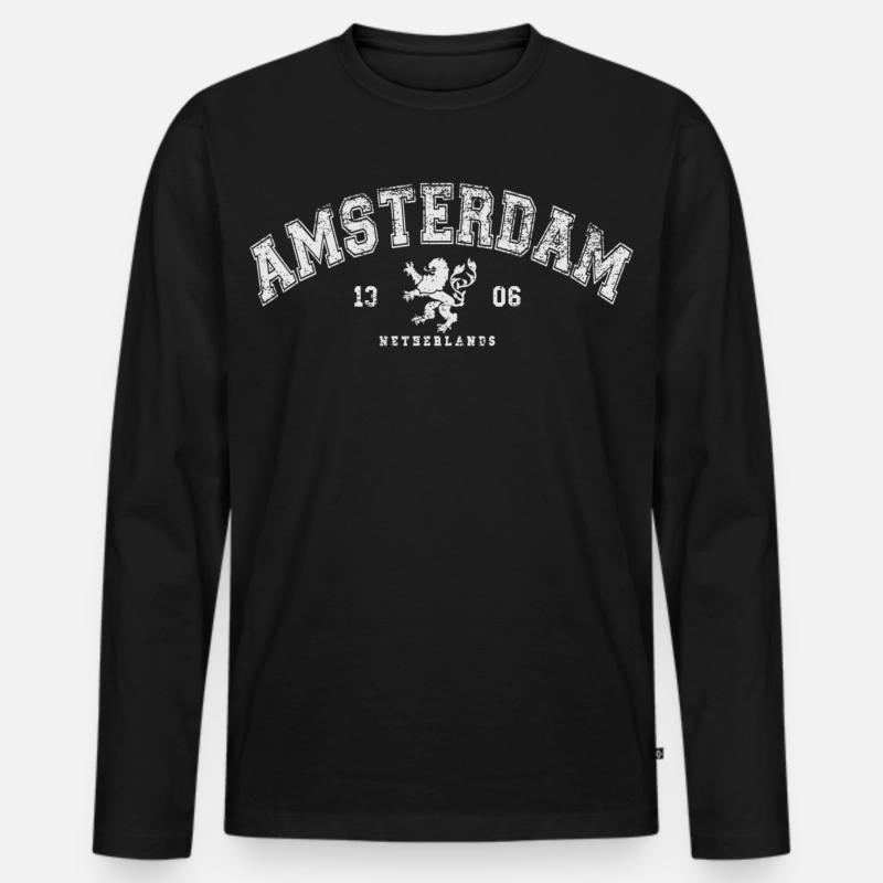 Amsterdam Netherlands - Männer Premium Bio Langarmshirt - Schwarz