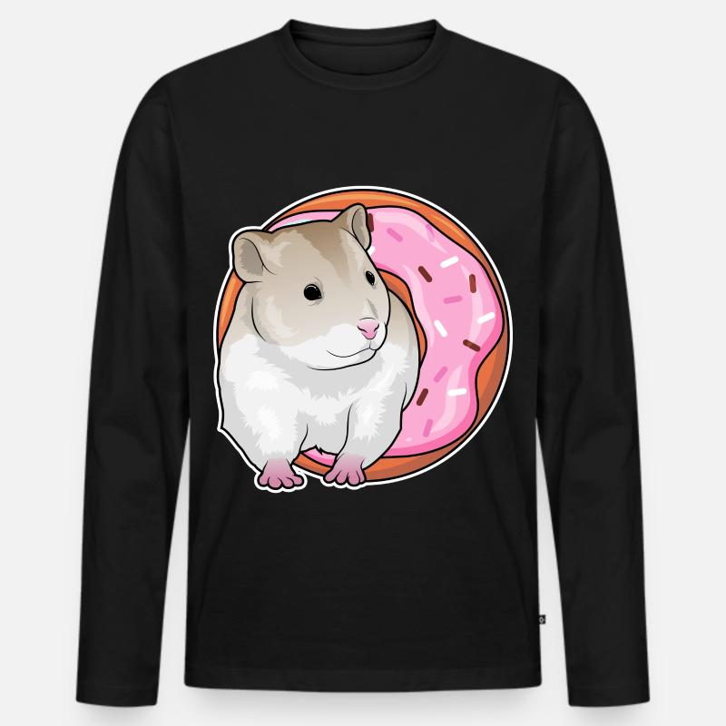 Hamster Donut - Männer Premium Bio Langarmshirt - Schwarz