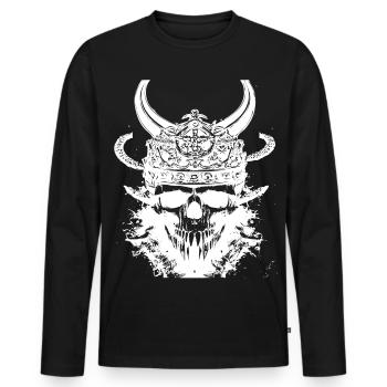 Crâne viking - T-shirt manches longues Premium bio Homme - noir - Devant - Nico (187cm)