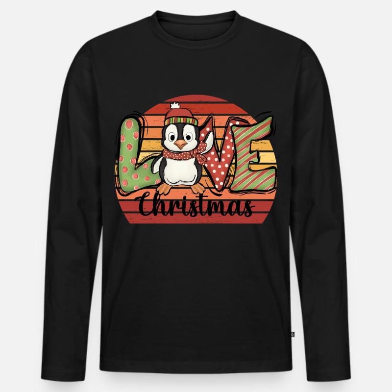 Weihnachtspinguin Pinguin Weihnachten Geschenk - Männer Premium Bio Langarmshirt - Schwarz