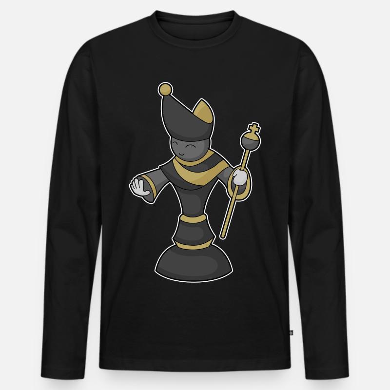 Schachfigur Läufer Stab Schach - Männer Premium Bio Langarmshirt - Schwarz