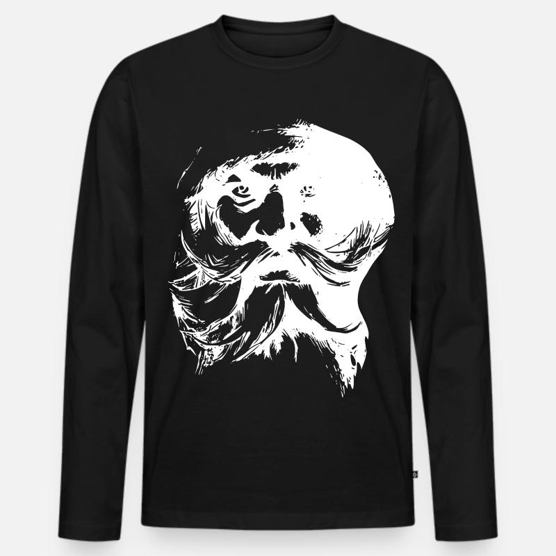 Retro Weihnachtsmann Gesicht - Männer Premium Bio Langarmshirt - Schwarz