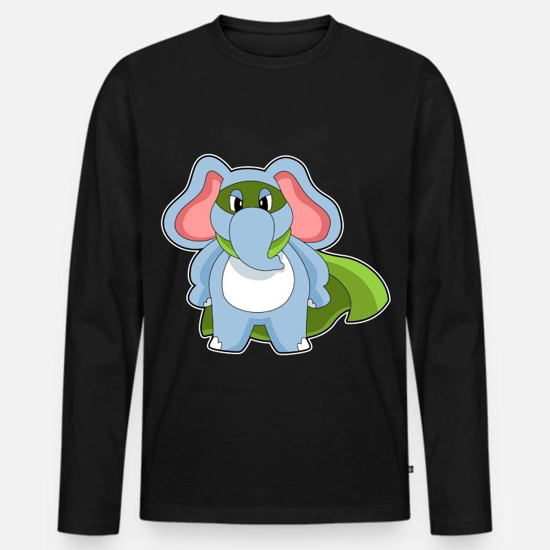 Elefant Held - Männer Premium Bio Langarmshirt - Schwarz