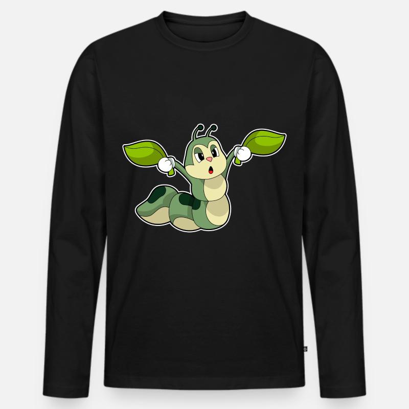 Raupe Blätter - Männer Premium Bio Langarmshirt - Schwarz