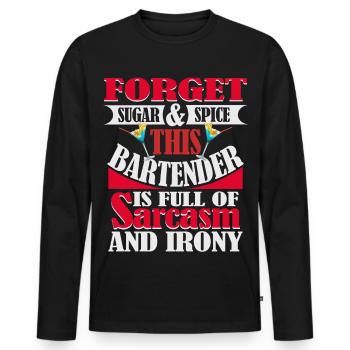 Bartender full of sarcasm and irony cocktail - Men's Premium Organic Long Sleeve Shirt - black - Front - Nico (187cm)