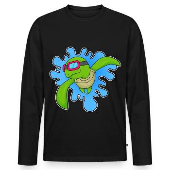 Schildkröte Schwimmen Schwimmbrille - Männer Premium Bio Langarmshirt - Schwarz - Vorne - Nico (187cm)