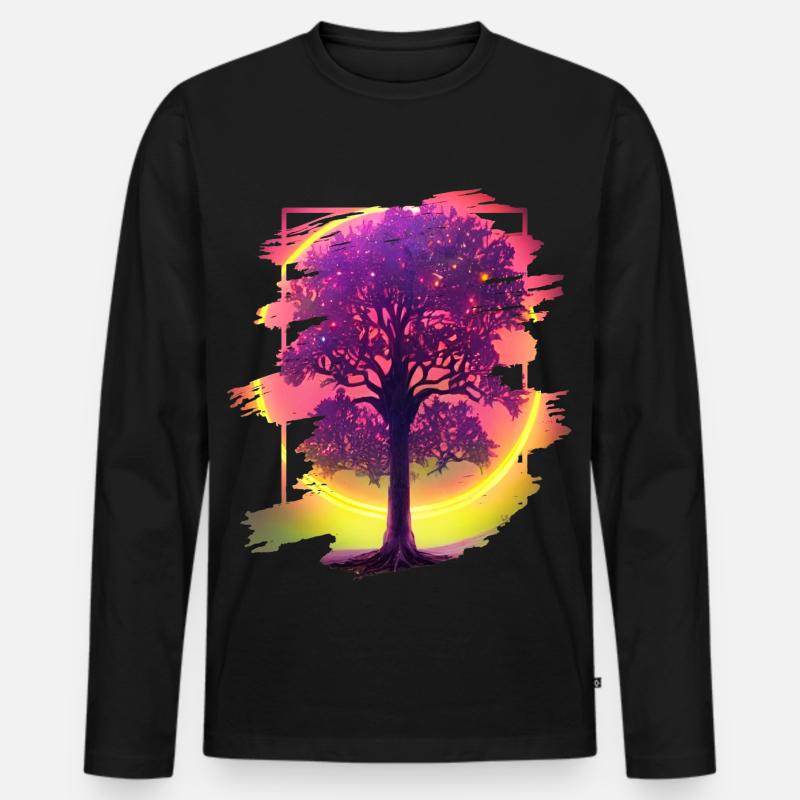 Lebensbaum - Männer Premium Bio Langarmshirt - Schwarz