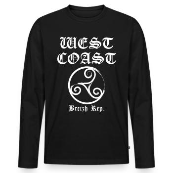 westcoast Breizh blanc - T-shirt manches longues Premium bio Homme - noir - Devant - Nico (187cm)