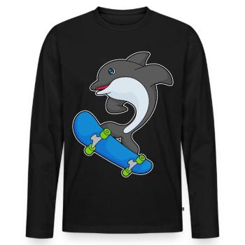 Delfin Skater Skateboard - T-shirt manches longues Premium bio Homme - noir - Devant - Nico (187cm)