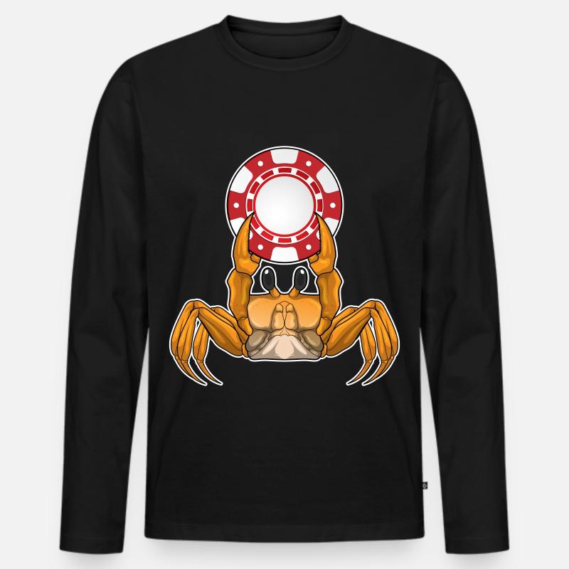 Krabbe Poker Pokerchips - Männer Premium Bio Langarmshirt - Schwarz