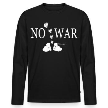 No war - Men's Premium Organic Long Sleeve Shirt - black - Front - Nico (187cm)