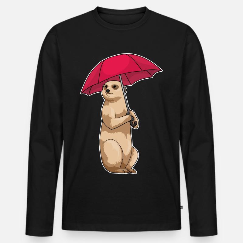 Erdmännchen Regen Regenschirm - Männer Premium Bio Langarmshirt - Schwarz