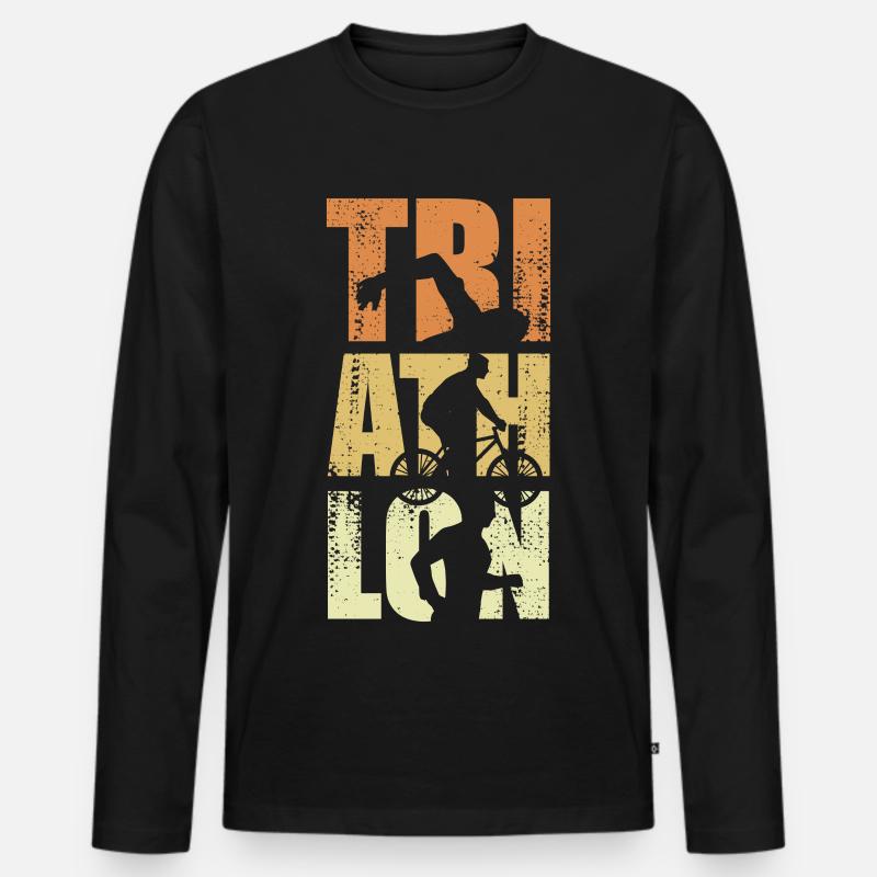 Lustiges Triathlon Event - Männer Premium Bio Langarmshirt - Schwarz