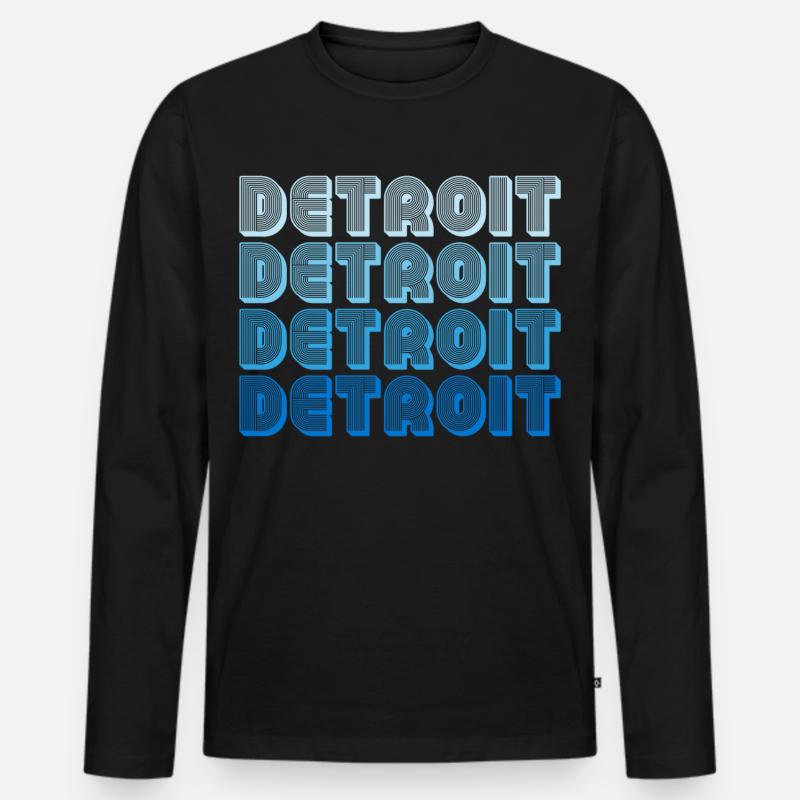 Detroit Gradient Wortfolge - Männer Premium Bio Langarmshirt - Schwarz