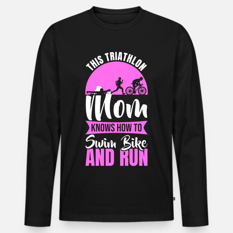 Triathlon Mutter - Männer Premium Bio Langarmshirt - Schwarz