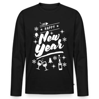 Frohes Neues Jahr, Frohes Neues Jahr, Neues Jahr, Neues Jahr - Männer Premium Bio Langarmshirt - Schwarz - Vorne - Nico (187cm)