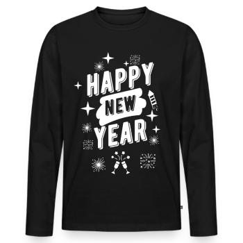 Happy New Year, Happy New Year, New Year, New Year - Men's Premium Organic Long Sleeve Shirt - black - Front - Nico (187cm)