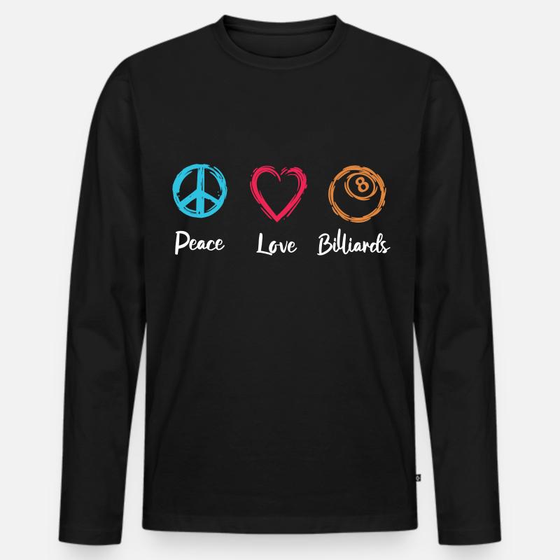 Peace Love Billiards - Männer Premium Bio Langarmshirt - Schwarz