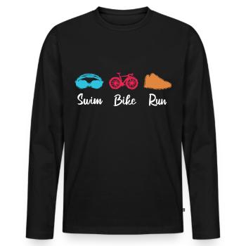 Triathlet - Männer Premium Bio Langarmshirt - Schwarz - Vorne - Nico (187cm)