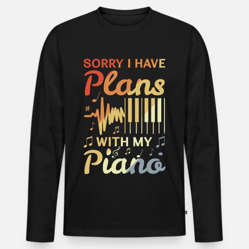 Pianist Witz - Männer Premium Bio Langarmshirt - Schwarz