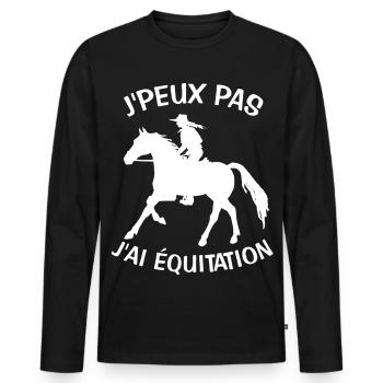 J'Peux Pas J'ai équitation - T-shirt manches longues Premium bio Homme - noir - Devant - Nico (187cm)