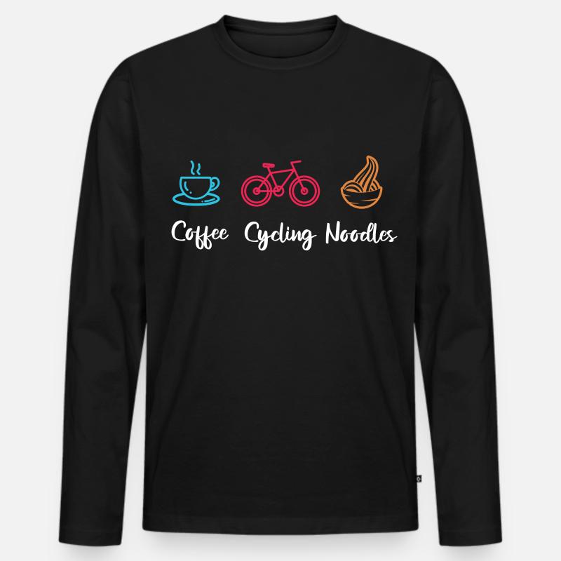 Coffee Cycling Noodles - Männer Premium Bio Langarmshirt - Schwarz