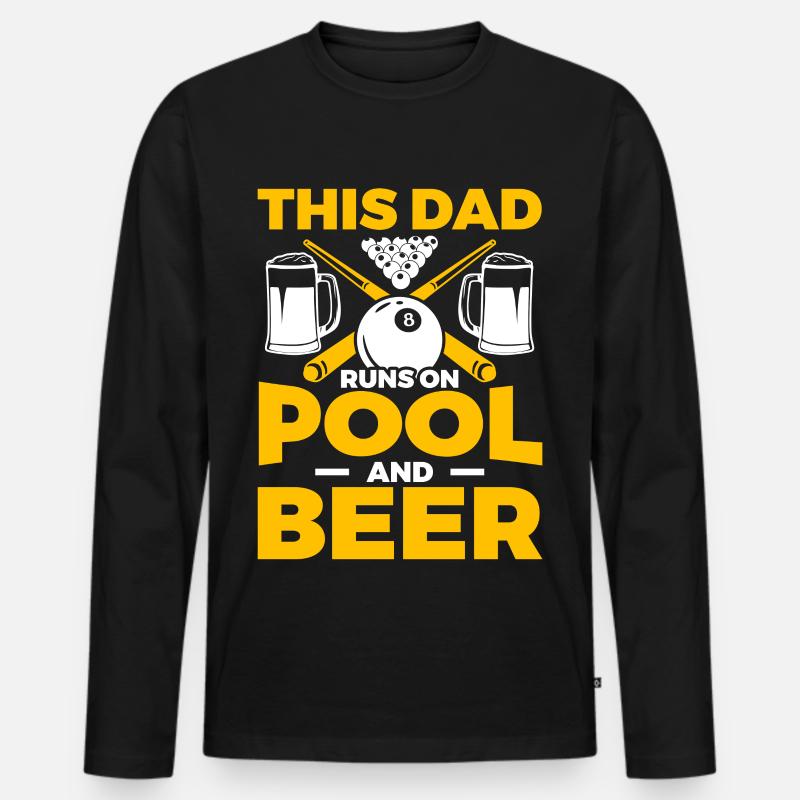 Billard Papa - Männer Premium Bio Langarmshirt - Schwarz