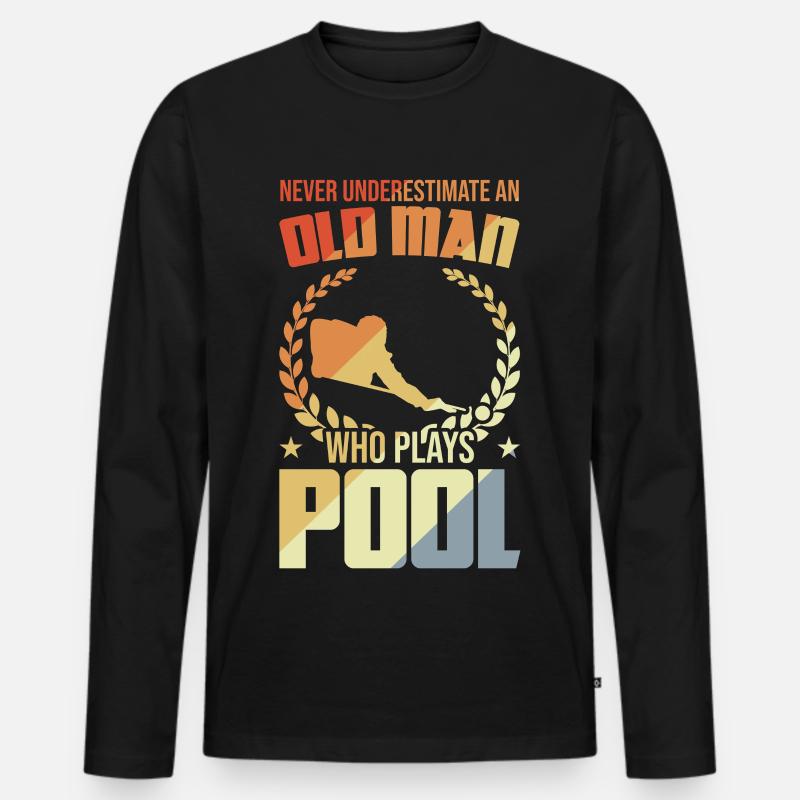 Alten Mann der Poolbillard spielt - Männer Premium Bio Langarmshirt - Schwarz