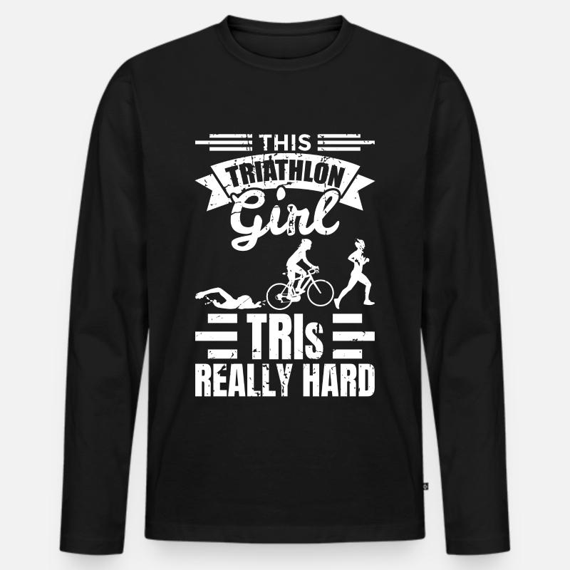 Triathlon Mädchen - Männer Premium Bio Langarmshirt - Schwarz