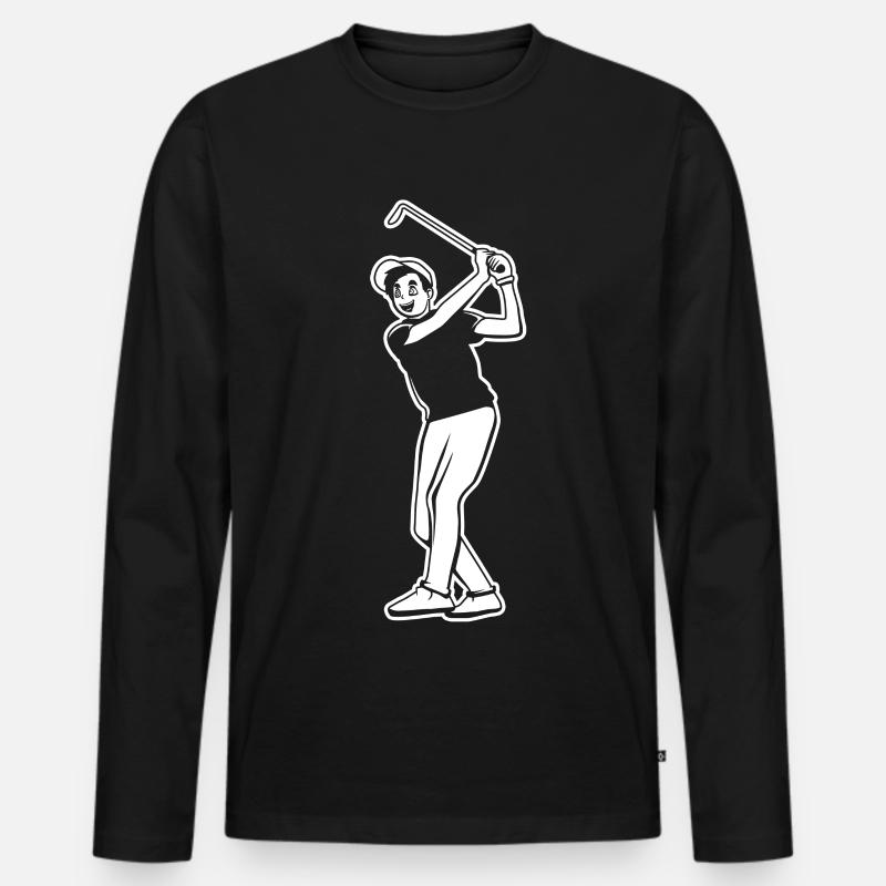 Golfspieler Junge - Männer Premium Bio Langarmshirt - Schwarz