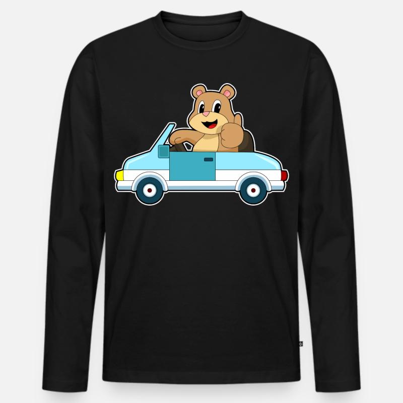 Bär Auto - Männer Premium Bio Langarmshirt - Schwarz