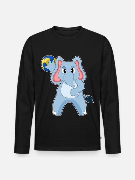 Elephant Handball Player Handball - Men's Premium Organic Long Sleeve Shirt - black