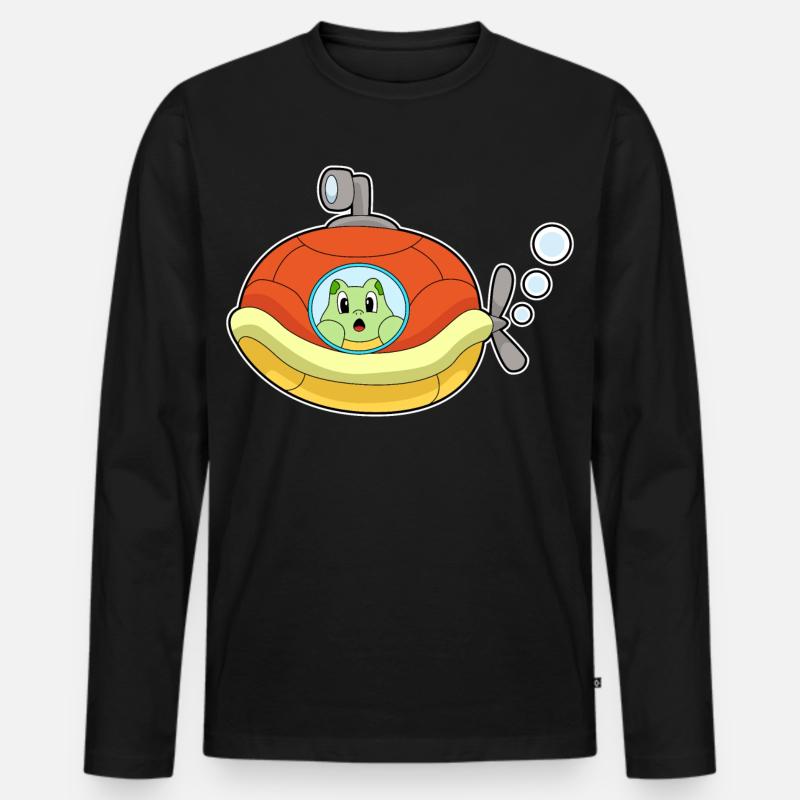 Schildkröte U-Boot - Männer Premium Bio Langarmshirt - Schwarz