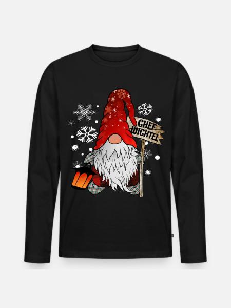 Chef Wichtel mit Schneeflocken Christmas Gnome - Männer Premium Bio Langarmshirt - Schwarz