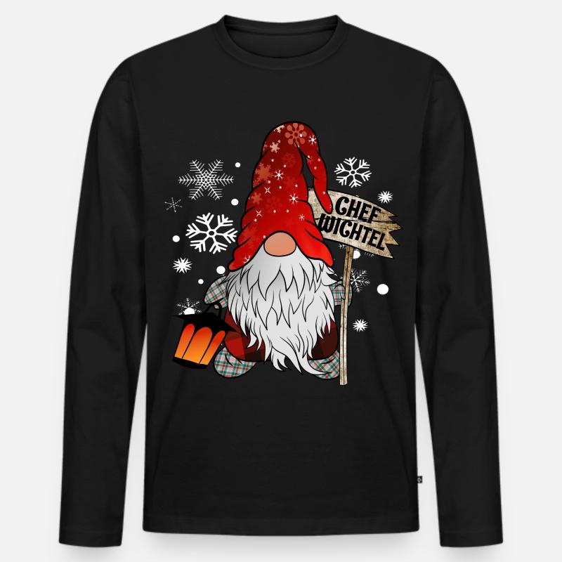 Chef Wichtel mit Schneeflocken Christmas Gnome - Männer Premium Bio Langarmshirt - Schwarz