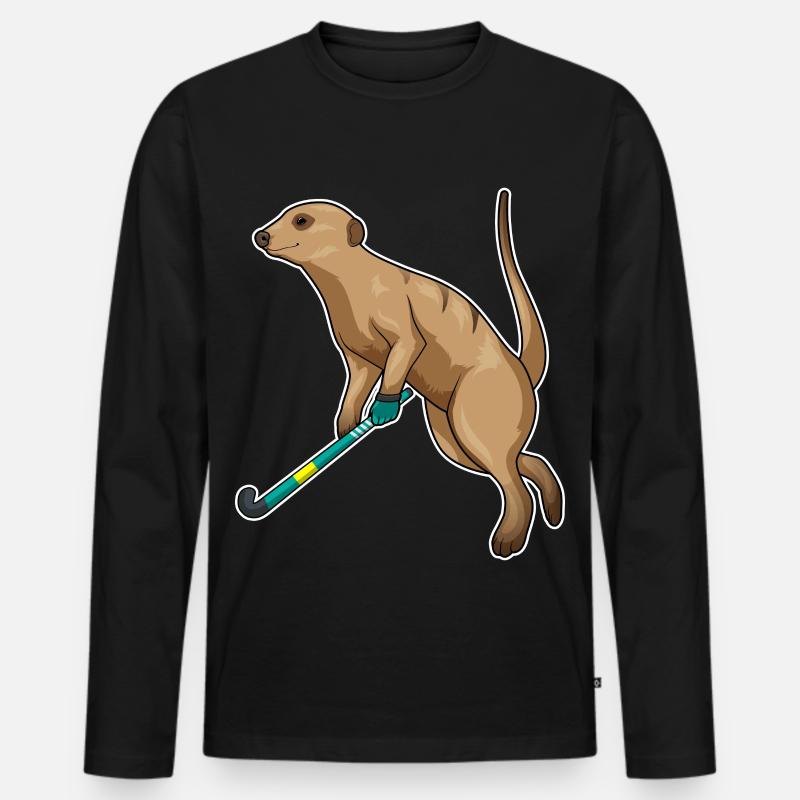 Erdmännchen Feldhockey Feldhockeyschläger - Männer Premium Bio Langarmshirt - Schwarz