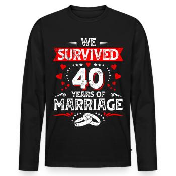 40 ans mariage cadeau anniversaire Femme - T-shirt manches longues Premium bio Homme - noir - Devant - Nico (187cm)