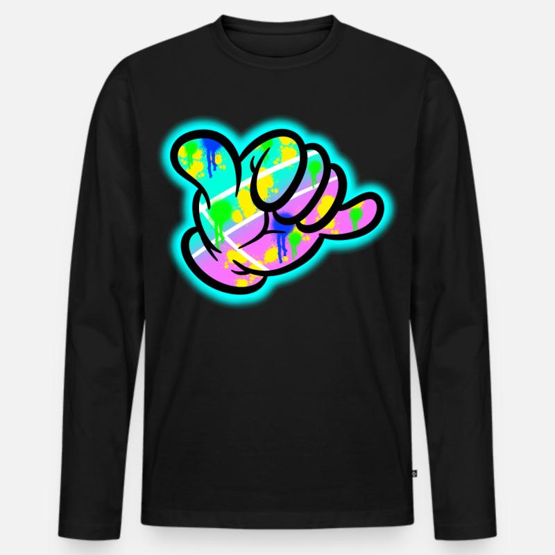 Shaka Graffiti Farbexplosion - Männer Premium Bio Langarmshirt - Schwarz