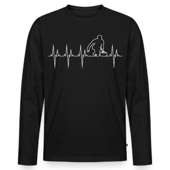 Curling électrocardiogramme ECG - T-shirt manches longues Premium bio Homme - noir - Devant - Nico (187cm)