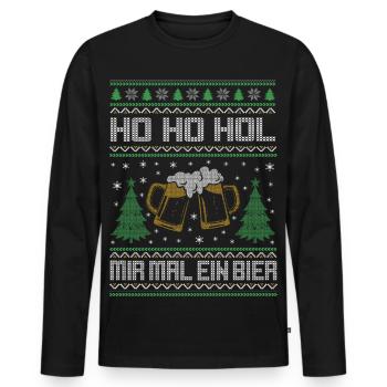 Ho Ho Ho hol mir mal ein Bier ugly Christmas - Männer Premium Bio Langarmshirt - Schwarz - Vorne - Nico (187cm)