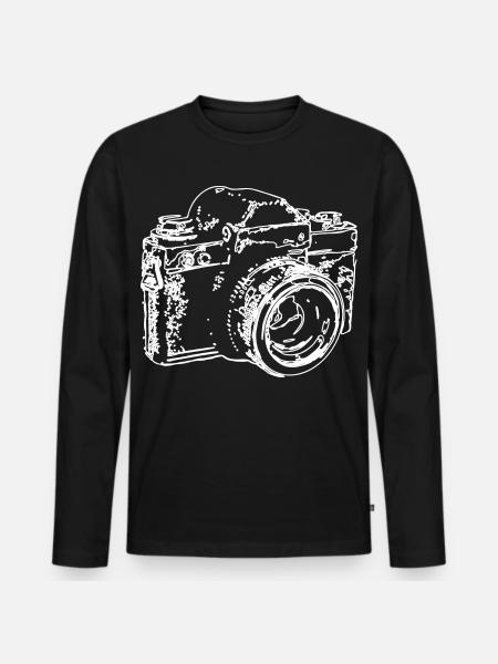 Classic Camera Sketch - Men's Premium Organic Long Sleeve Shirt - black