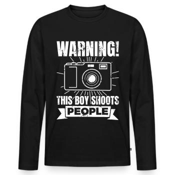 Dieser Junge fotografiert Leute - Männer Premium Bio Langarmshirt - Schwarz - Vorne - Nico (187cm)