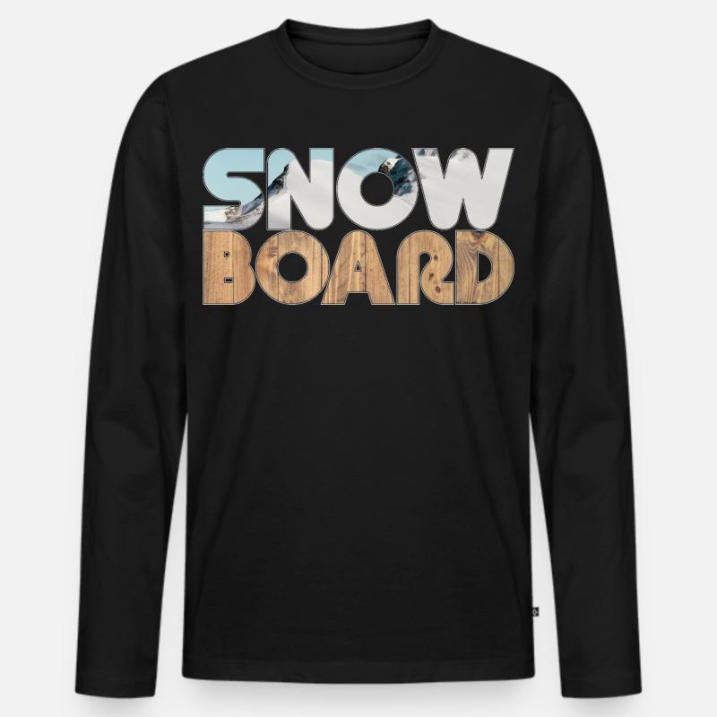 Snow and Board - Männer Premium Bio Langarmshirt - Schwarz