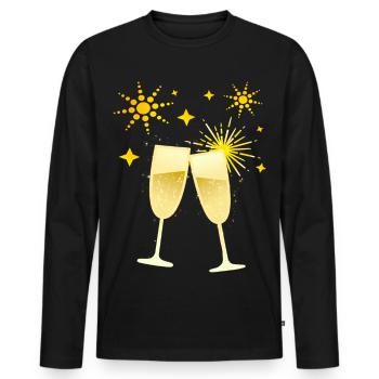 Cheers! Sektgläser mit Feuerwerk - Männer Premium Bio Langarmshirt - Schwarz - Vorne - Nico (187cm)