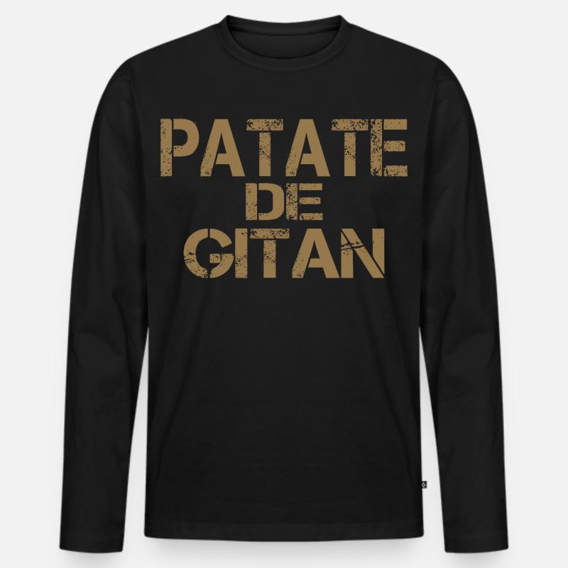 Patate GITAN ocre - T-shirt manches longues Premium bio Homme - noir