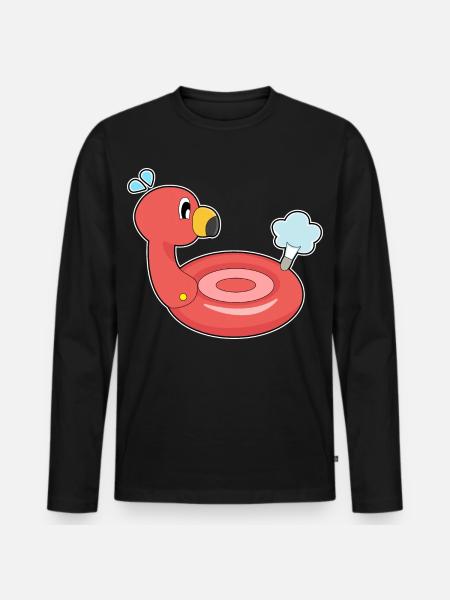 Flamingo Luftmatratze - Männer Premium Bio Langarmshirt - Schwarz