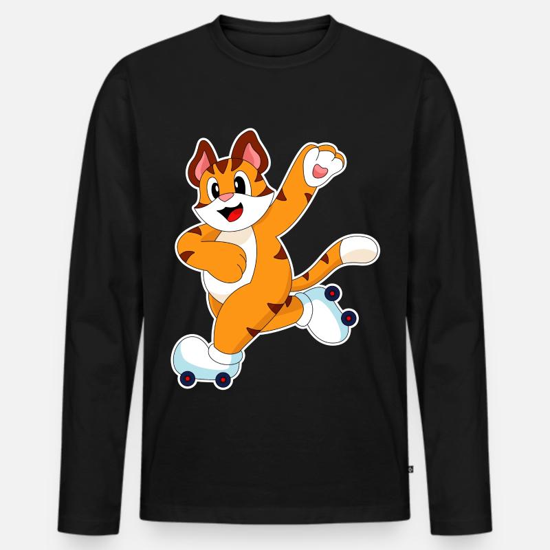 Tiger Rollschuhfahren Rollschuhe - Männer Premium Bio Langarmshirt - Schwarz