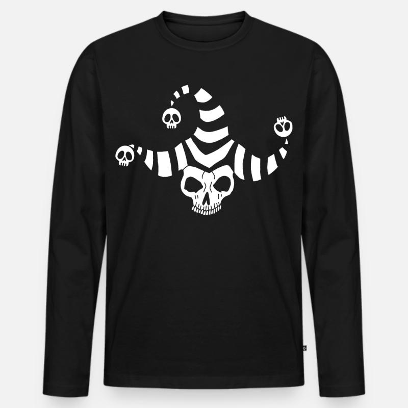 Weißer Koboldschädel - Männer Premium Bio Langarmshirt - Schwarz