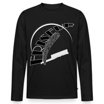 Hairdresser Razor Salon - Men's Premium Organic Long Sleeve Shirt - black - Front - Nico (187cm)