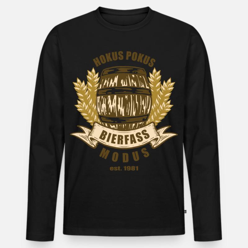 Bierfass Modus - Männer Premium Bio Langarmshirt - Schwarz
